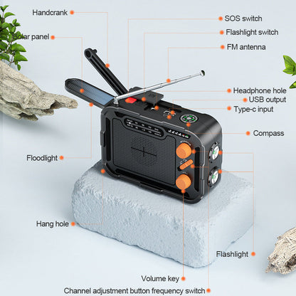 Handbediende Noodradio met Zaklamp en Powerbankfunctie