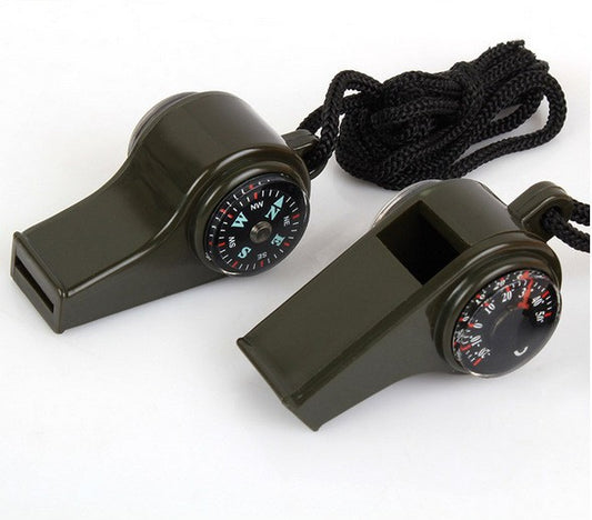 3-in-1 Survival Fluitje met Kompas en Thermometer