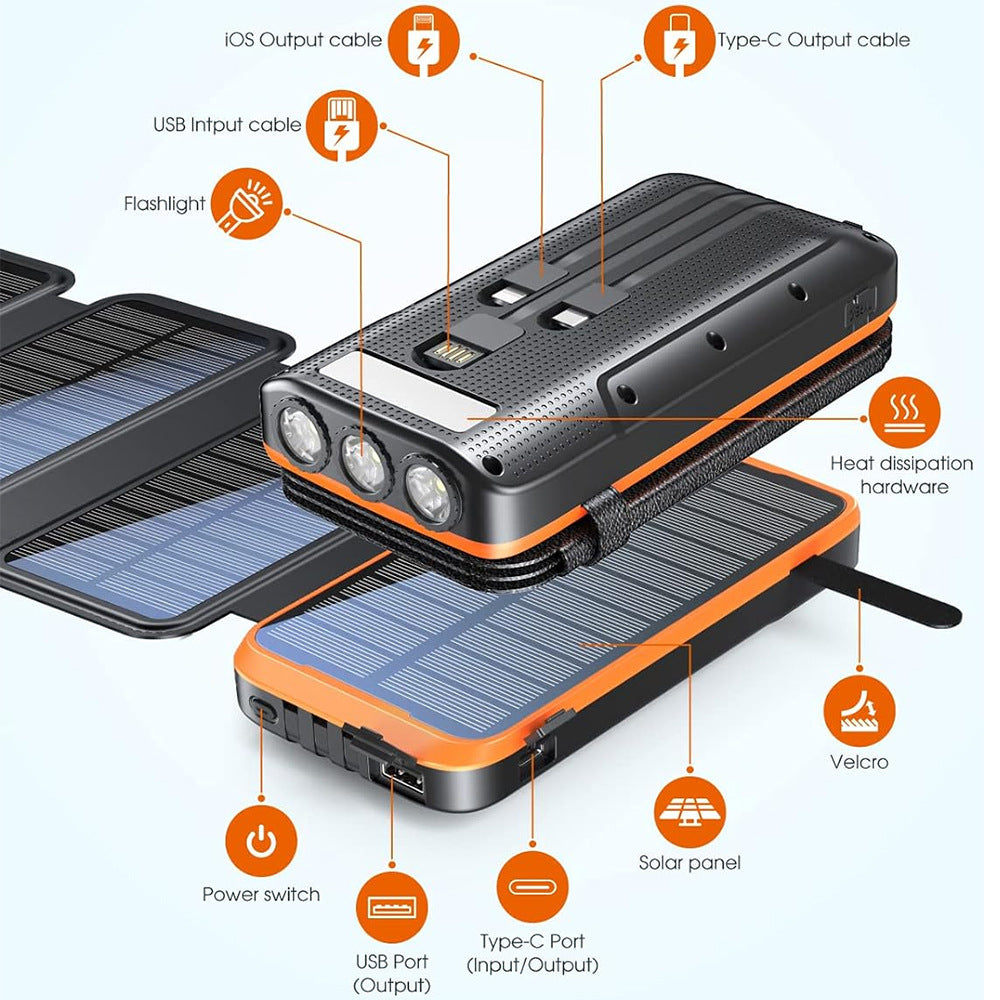 Solar Powerbank met Opvouwbare Panelen 43.800 mAh
